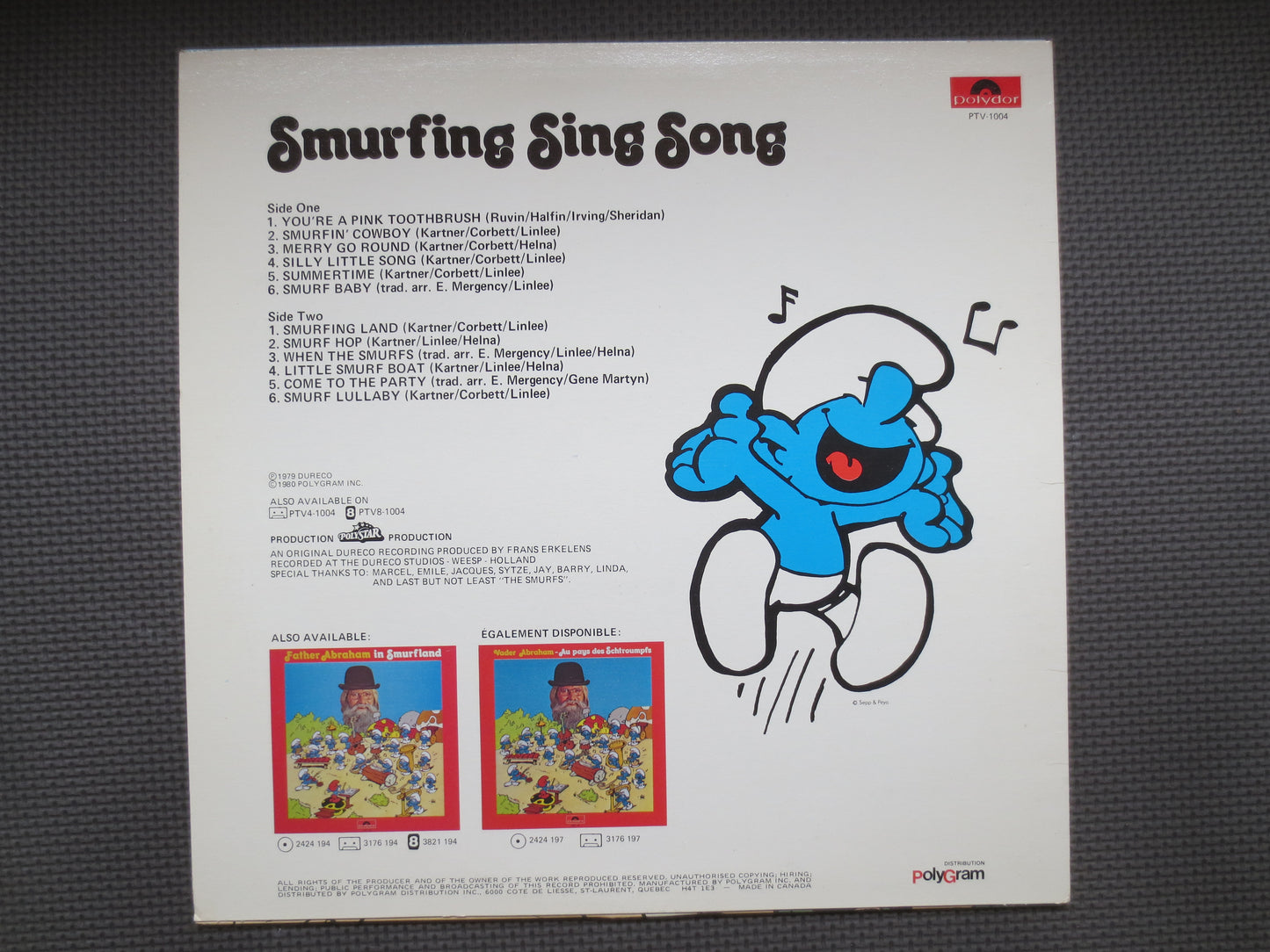 The SMURFS, SMURFING Sing Song, Childrens Records, Vintage Vinyl, Kids Records, Vinyl, Record, Vinyl Record, 1980 Records