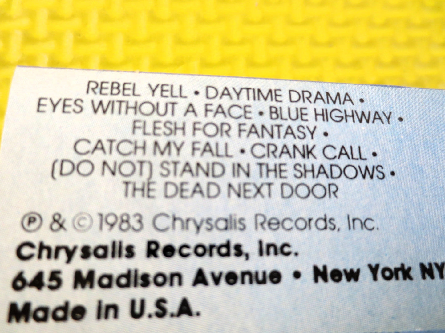 BILLY IDOL, REBEL Yell, Billy Idol Tape, Billy Idol Album, Billy Idol Cassette, Music Tapes, Cassette, Tape, Cassette Tapes, Rock Cassette