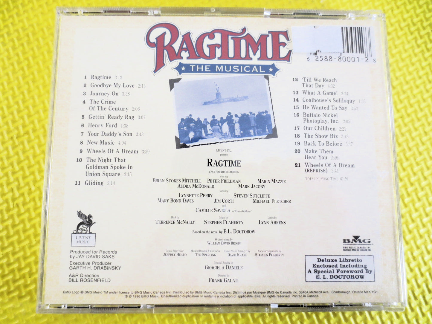 RAGTIME, The MUSICAL, RAGTIME Movie Cd, Ragtime Music Cd, Ragtime Cd, Ragtime Music Cd, Ragtime Albums, Jazz Cd, Cds, 1996 Compact Disc