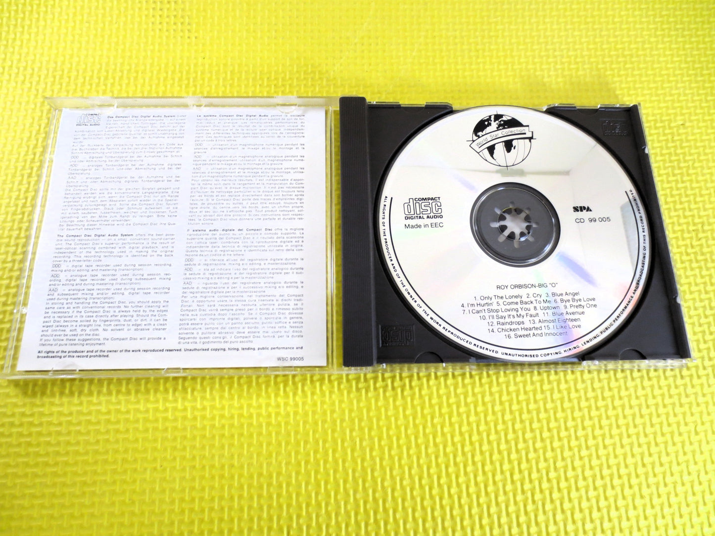ROY ORBISON, Big "O", GREATEST Hits, Pop Cd, Roy Orbison Cd, Roy Orbison Songs, Roy Orbison Album, Roy Orbison Lp, Cds, 1985 Compact Disc