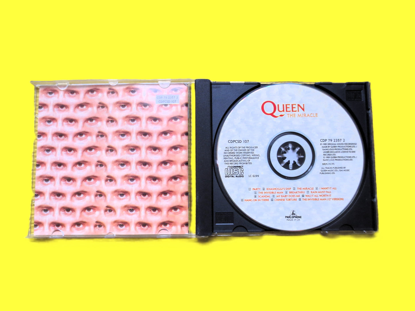 QUEEN, The MIRACLE, 1989 Cd, Rock Album, Vintage Queen