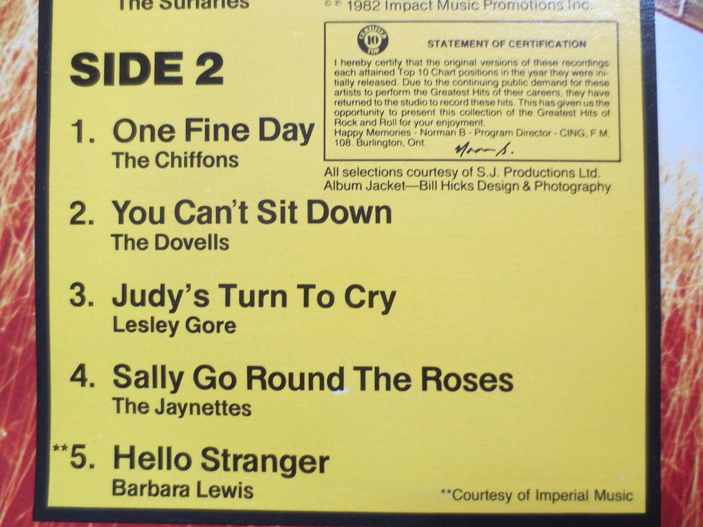 ROCK and ROLL, IMPACT Records, The Crystals Album, The Chantays Record, Leslie Gore Album, The Dovells Album, Vintage Records, 1982 Records