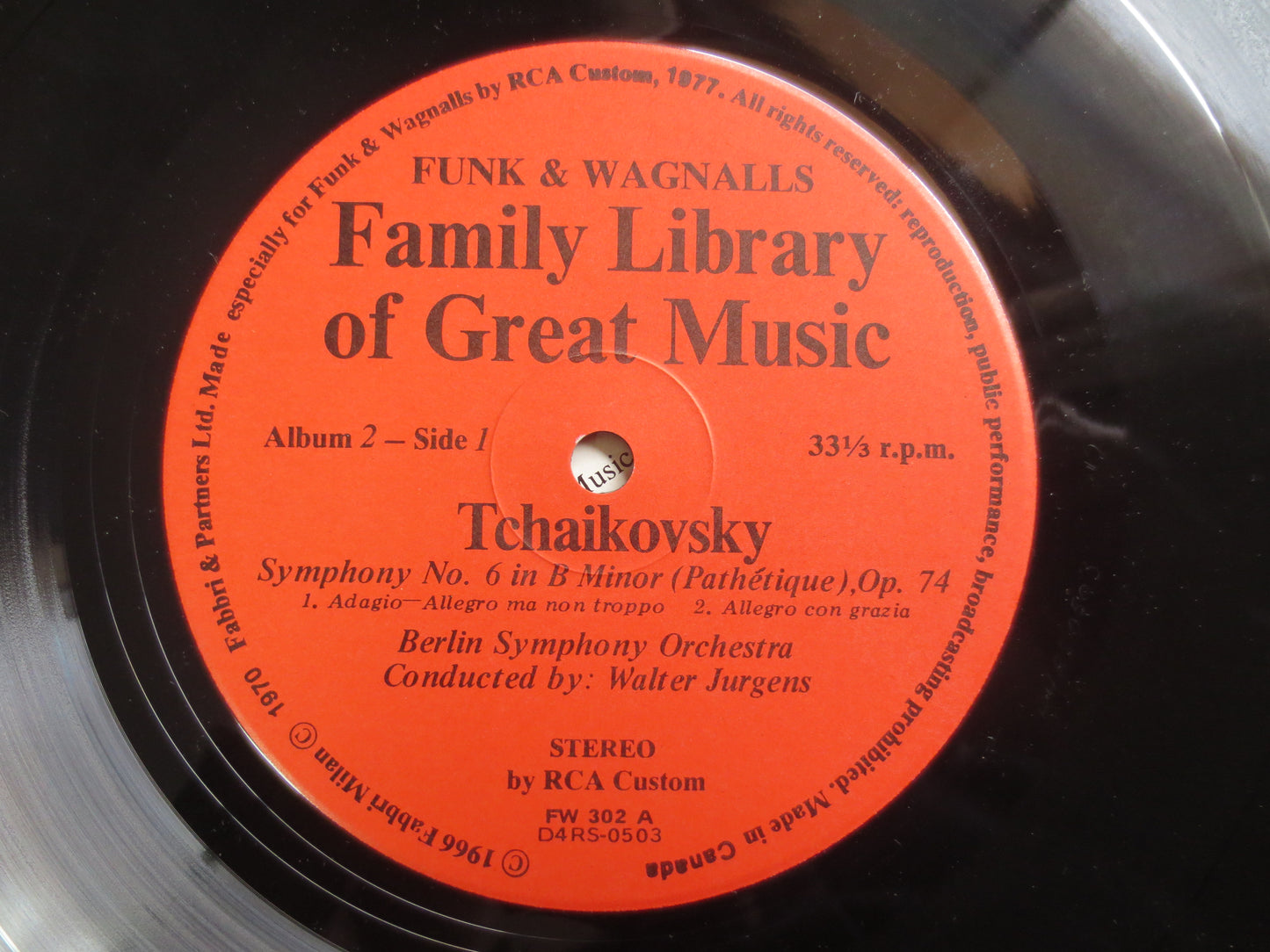 TCHAIKOVSKY, Funk and Wagnalls, TCHAIKOVSKY Record, TCHAIKOVSKY Album, Classical Music Record, Classical Lp, Vintage Records, 1975 Record