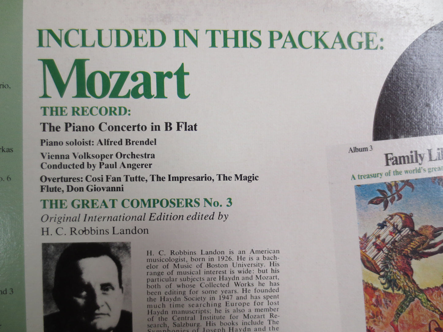 MOZART, Funk and Wagnalls, MOZART Record, MOZART Album, Classical Music Record, Classical Lp, Piano Concerto, Vintage Records, 1975 Record