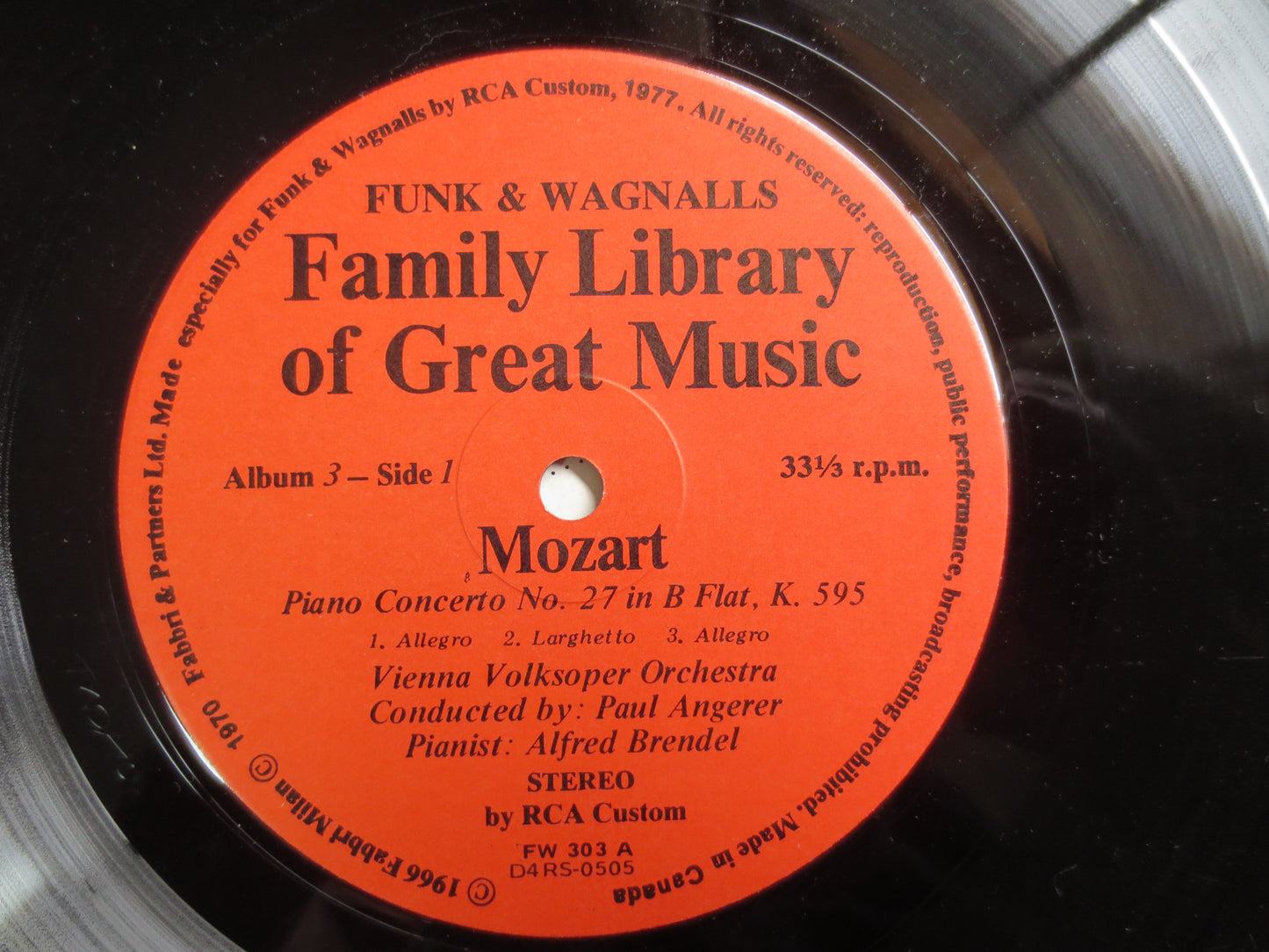 MOZART, Funk and Wagnalls, MOZART Record, MOZART Album, Classical Music Record, Classical Lp, Piano Concerto, Vintage Records, 1975 Record