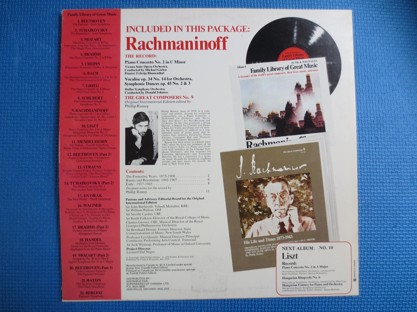 RACHMANINOFF, Funk and Wagnalls, Rachmaninoff Record, Rachmaninoff Album, Classical Music Record, Classical Lp, Vintage Records, 1975 Record