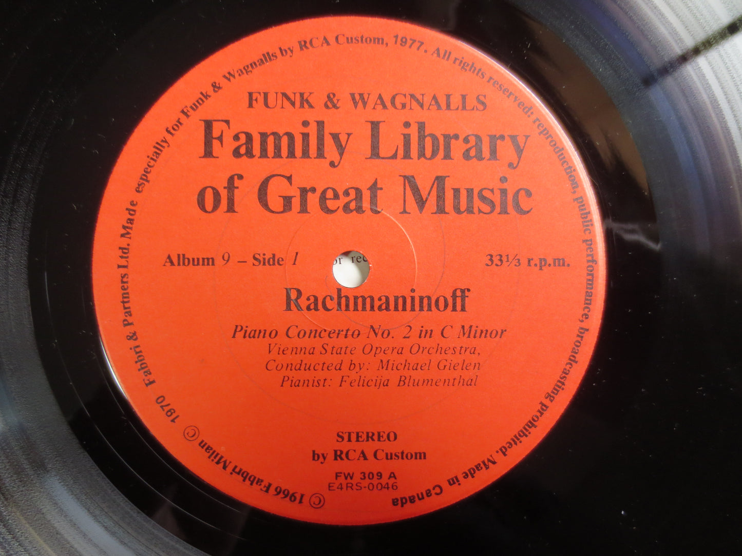 RACHMANINOFF, Funk and Wagnalls, Rachmaninoff Record, Rachmaninoff Album, Classical Music Record, Classical Lp, Vintage Records, 1975 Record