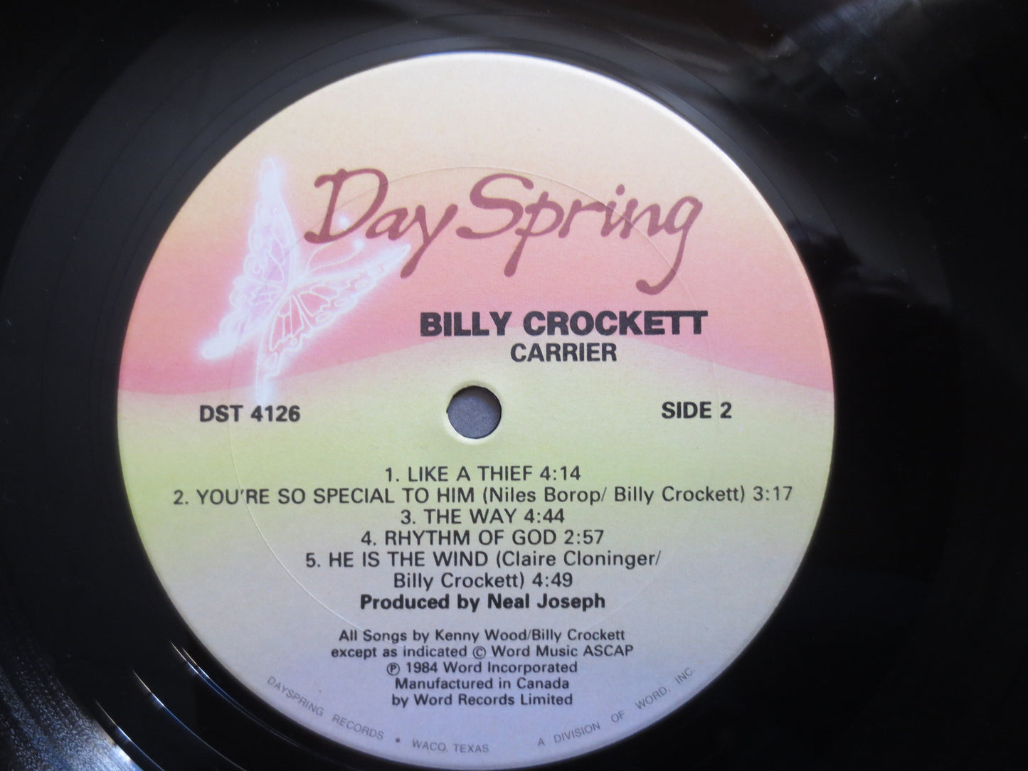 BILLY CROCKETT, CARRIER, Billy Crockett Album, Billy Crockett Songs, Billy Crockett Lp, Religious Album, Lps, Vintage Records, 1984 Records