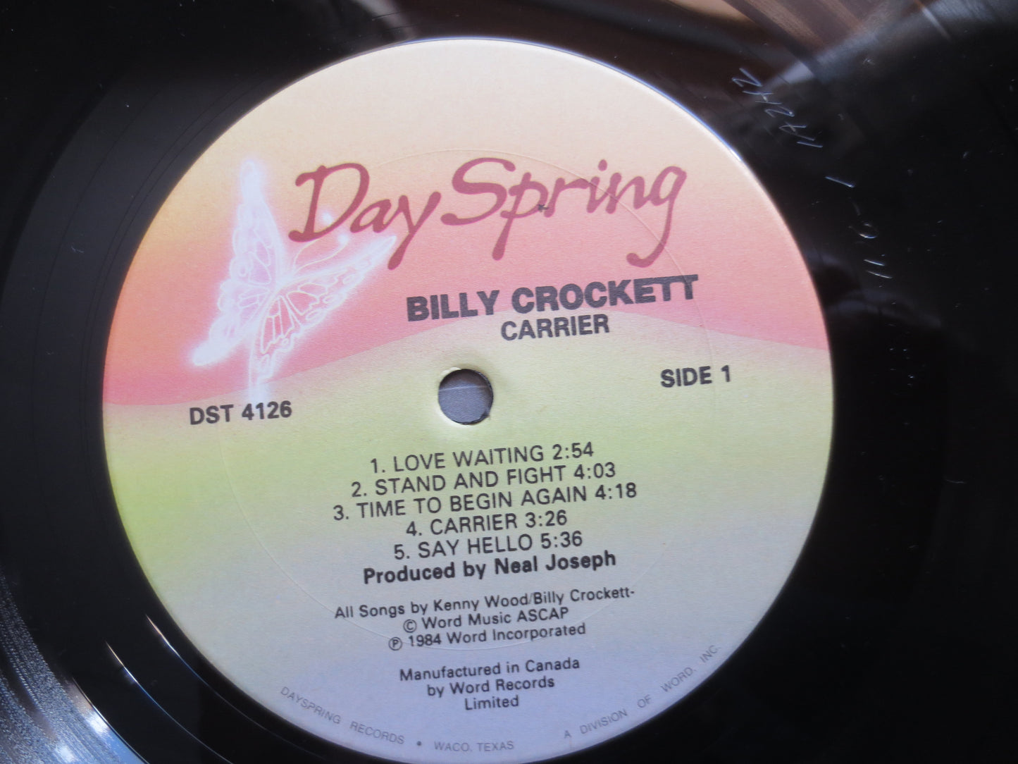 BILLY CROCKETT, CARRIER, Billy Crockett Album, Billy Crockett Songs, Billy Crockett Lp, Religious Album, Lps, Vintage Records, 1984 Records