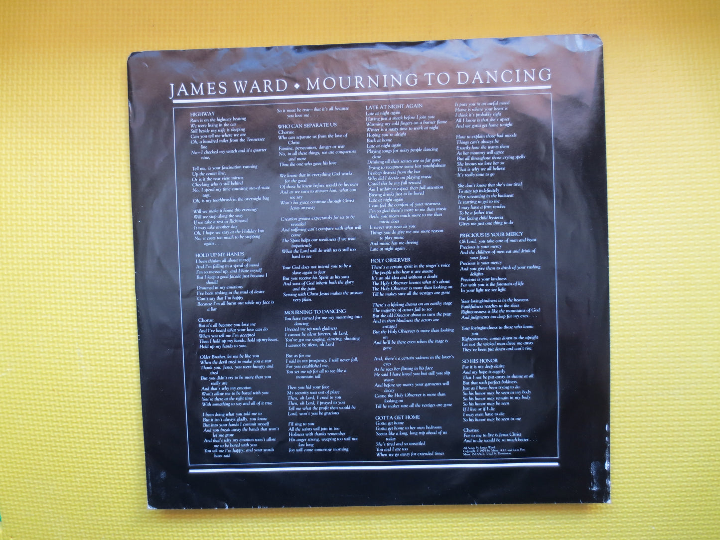 JAMES WARD, Mourning to DANCING, James Ward Record, James Ward Album, James Ward Songs, James Ward Lp, Vintage Record, Rock Lp, 1981 Records
