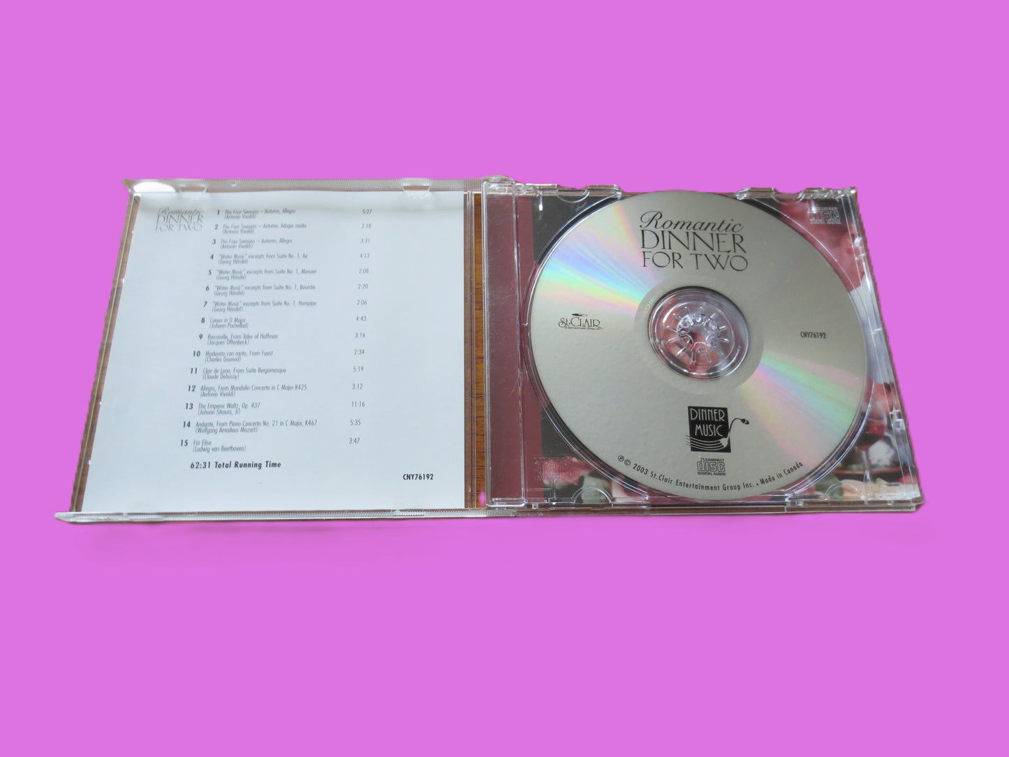 DINNER for TWO, ROMANTIC Jazz Music, 2003 Compact Disc, Vintage Cd