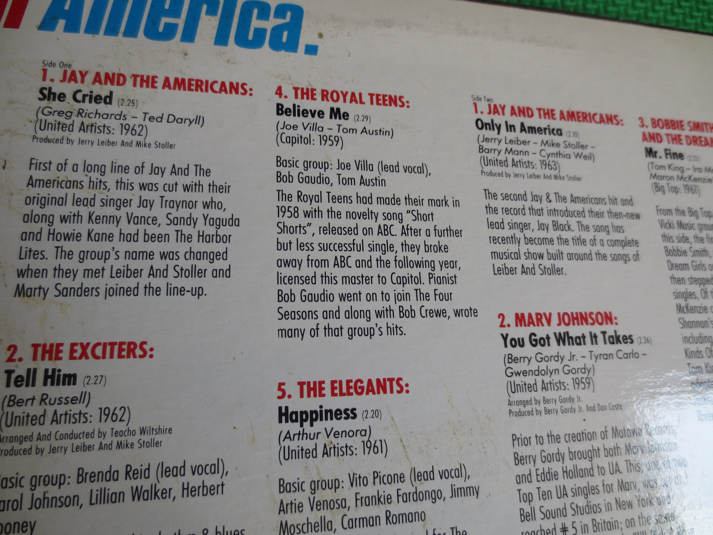 ONLY in AMERICA, East COAST Rock, 1959-1968, The Exciters Record, The Clovers Record, The Elegants Record, Vintage Records, 1981 Records