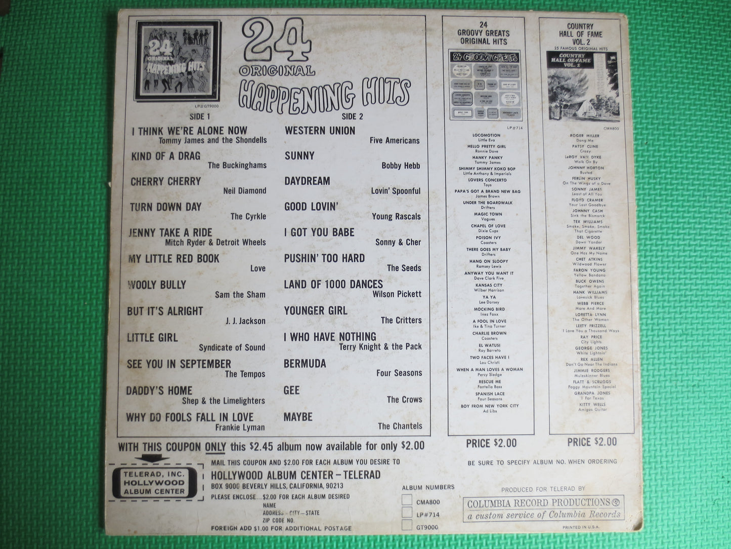 24 ORIGINAL HITS, Sam the Sham, The Seeds Record, Wilson Pickett Record, The Crows Record, The Tempos Record, Chantels Record, 1967 Records
