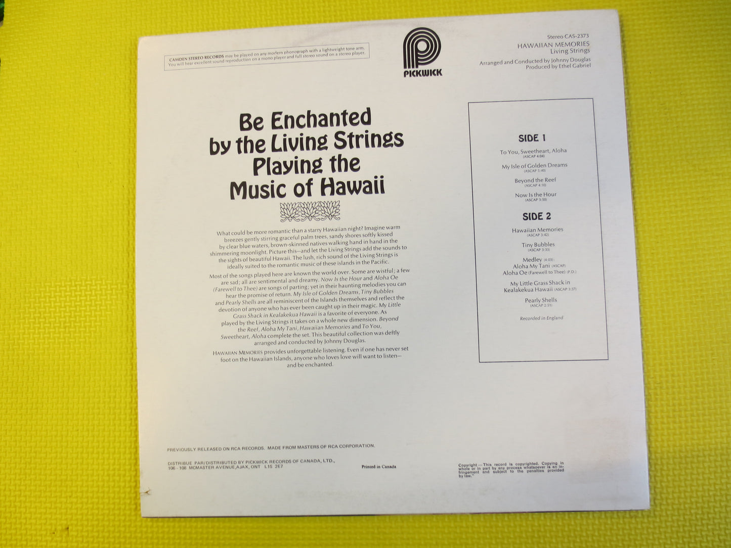HAWAIIAN MEMORIES, Living STRINGS, Hawaiian Records, Hawaiian Albums, Hawaiian Lps, Hawaiian Music, Hawaiian Songs, Vinyl Lp, 1975 Records