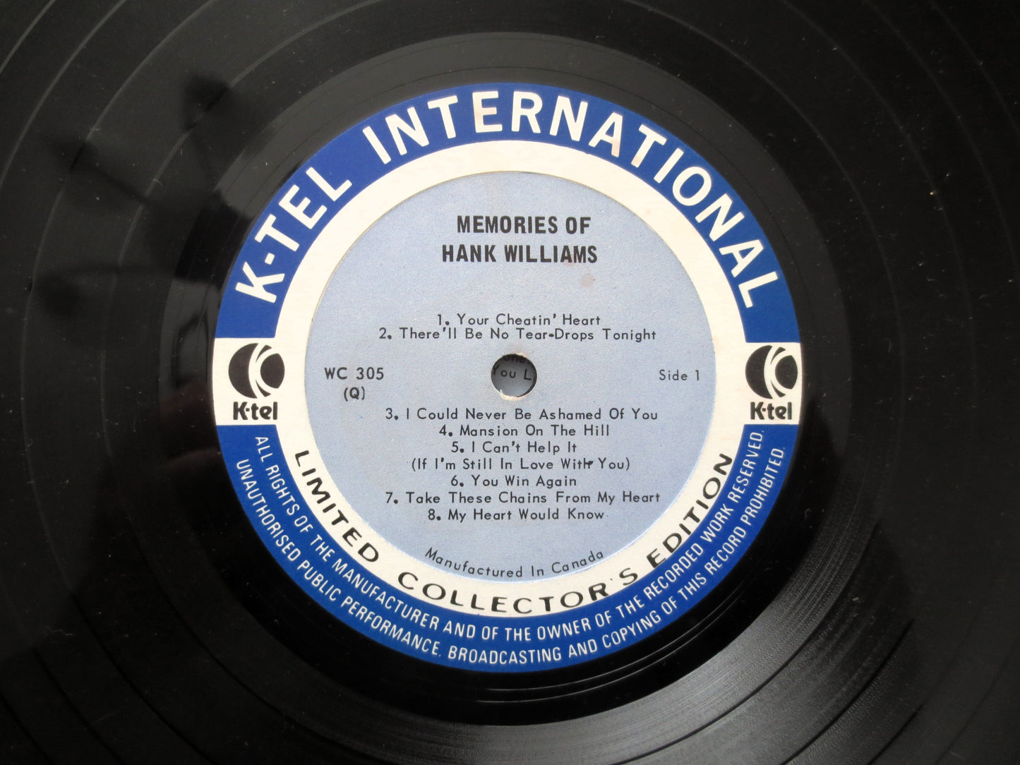 HANK WILLIAMS, MEMORIES, K-Tel Records, 2 Disc Set, Country Records, 1973 Record, Vinyl Lp