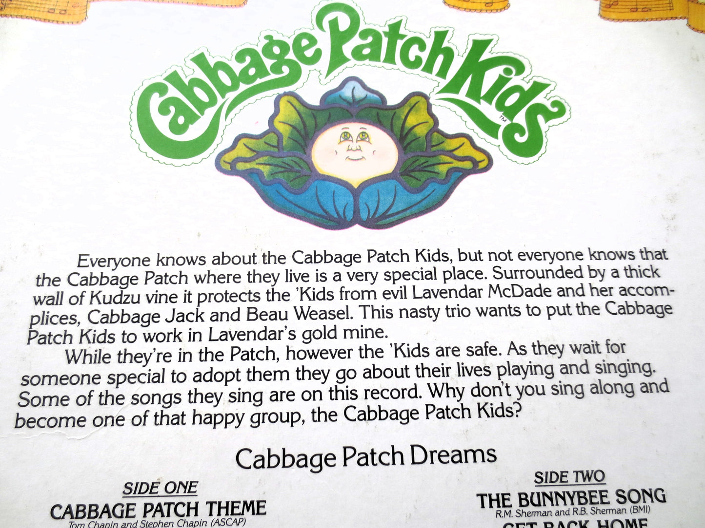 CABBAGE PATCH KIDS, Cabbage Patch Dreams, Vintage Album, 1984 Record, Vinyl Lp