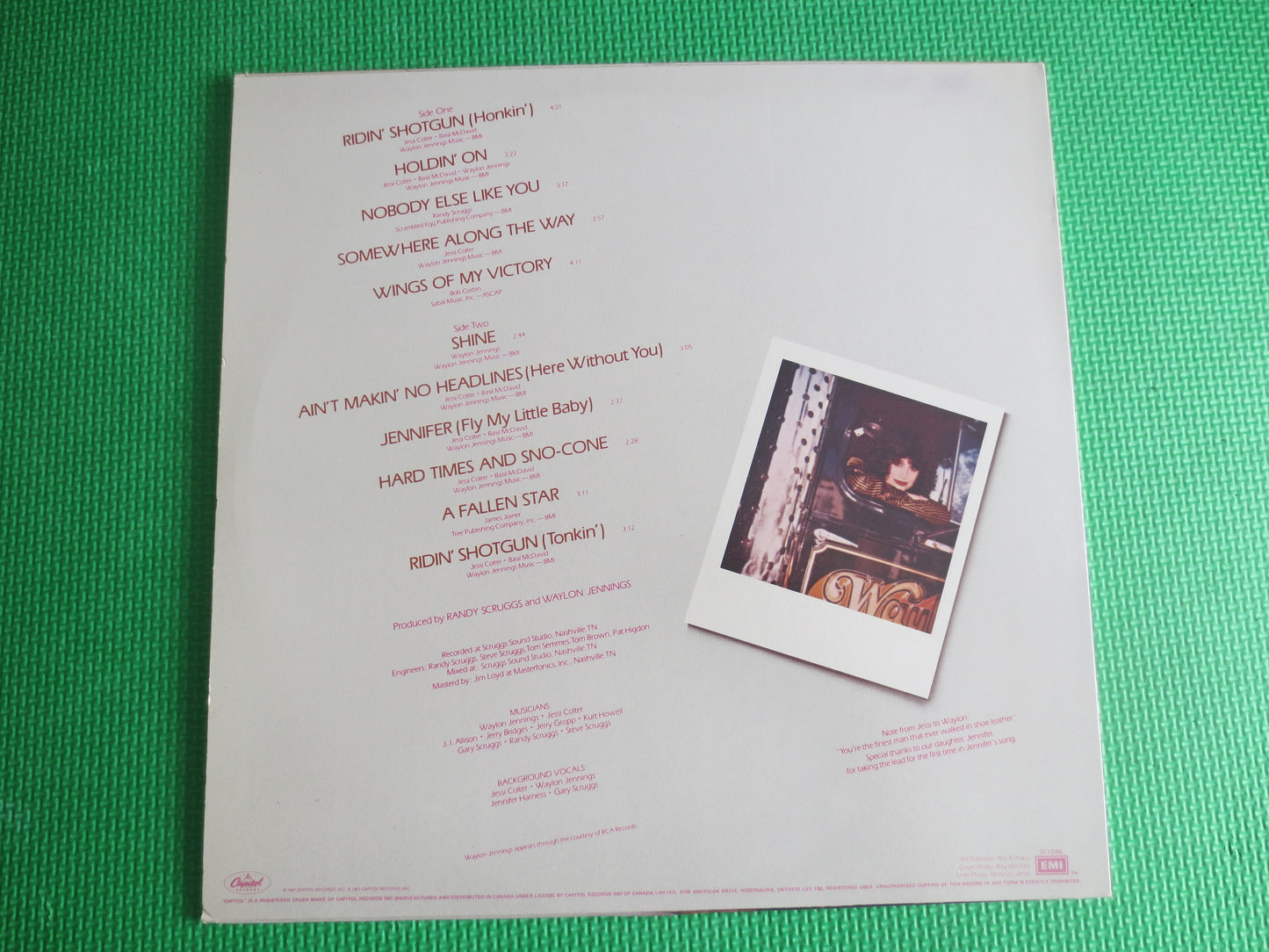 JESSI COLTER, Ridin' SHOTGUN, Jessi Colter Record, Jessi Colter Album, Country Records, Jessi Colter Lp, Lps, Vintage Records, 1981 Records