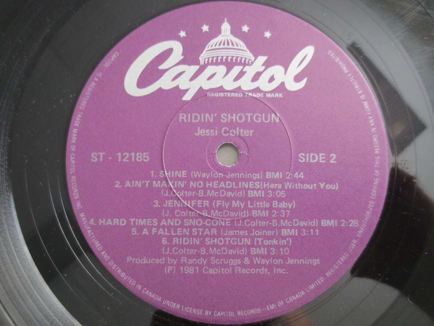 JESSI COLTER, Ridin' SHOTGUN, Jessi Colter Record, Jessi Colter Album, Country Records, Jessi Colter Lp, Lps, Vintage Records, 1981 Records