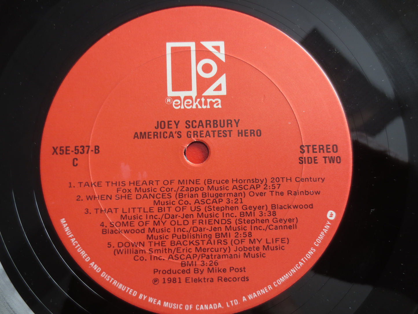 JOEY SCARBURY, America's GREATEST Hero, Joey Scarbury Album, Joey Scarbury Vinyl, Joey Scarbury Record, Rock Lp, Vintage Record, 1982 Record