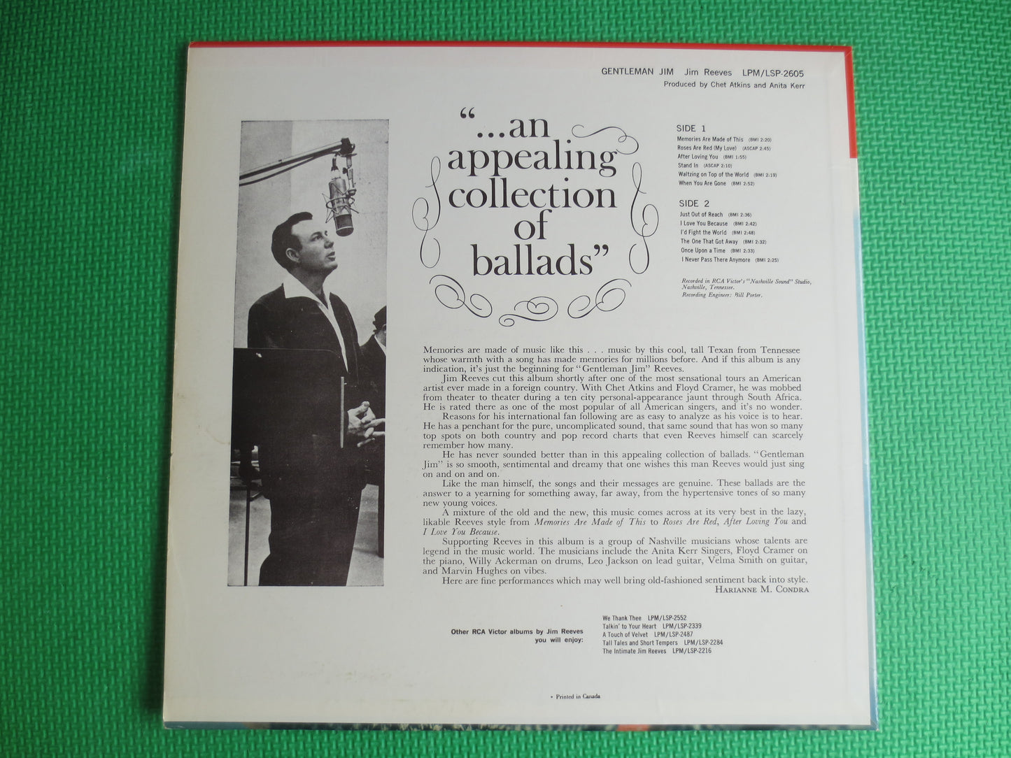 JIM REEVES, GENTLEMAN Jim, Vintage Vinyl, Jim Reeves Album, Jim Reeves Vinyl, Jim Reeves Lp, Jim Reeves Record, 1963 Record, Country Lp, 003
