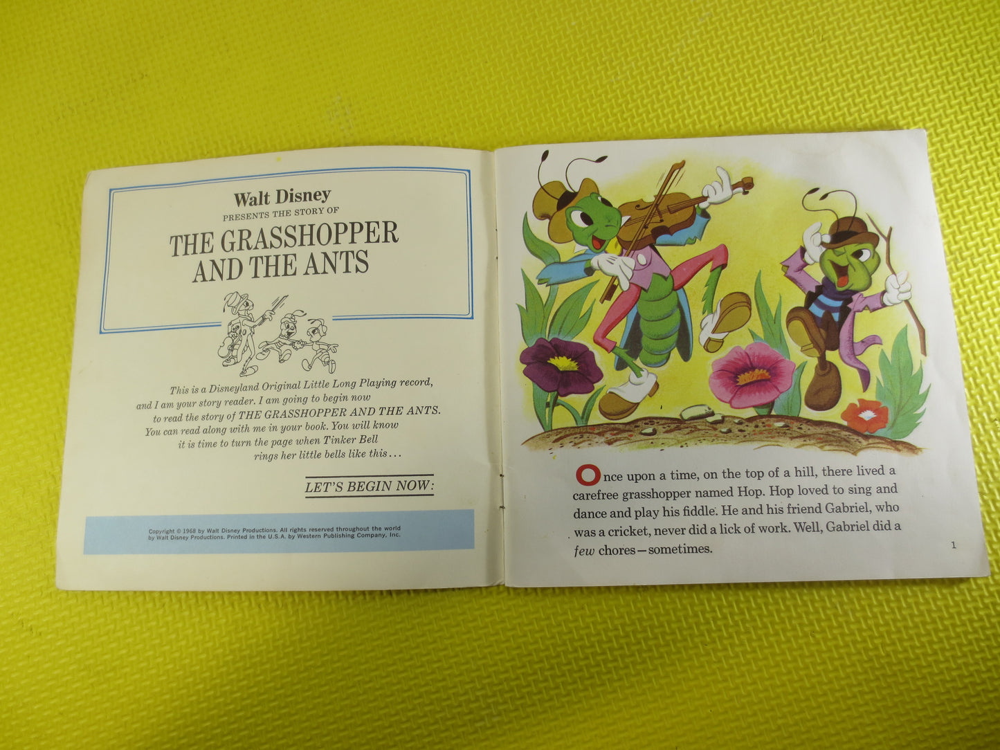 DISNEY Record, GRASSHOPPER, ANTS, Disneyland Records, Disney Album, Disney Vinyl, Kids Record, Record Vinyl, 1978 Records