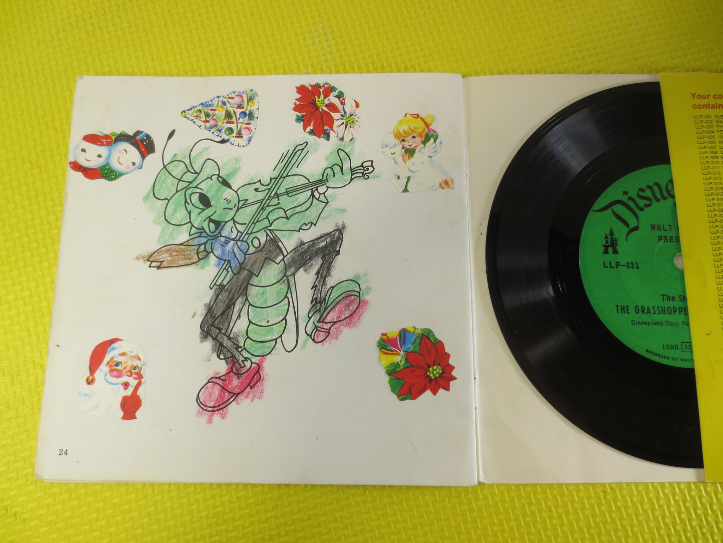 DISNEY Record, GRASSHOPPER, ANTS, Disneyland Records, Disney Album, Disney Vinyl, Kids Record, Record Vinyl, 1978 Records