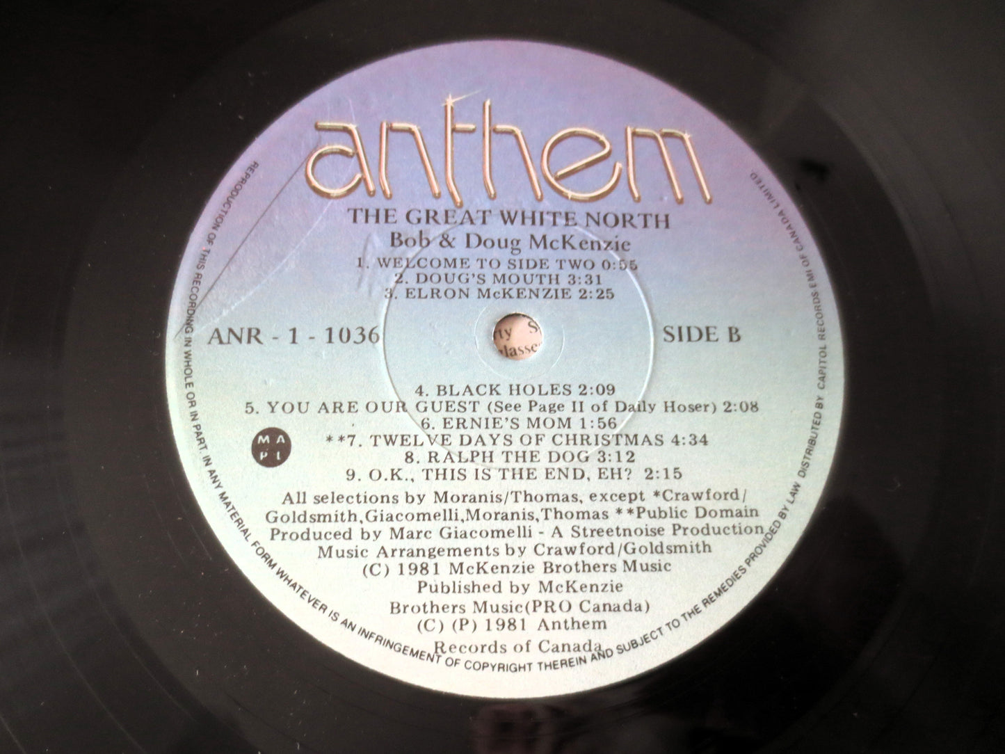 GREAT WHITE NORTH, Bob McKenzie, Doug McKenzie, Comedy Album, 1981 Record, Vinyl Lp