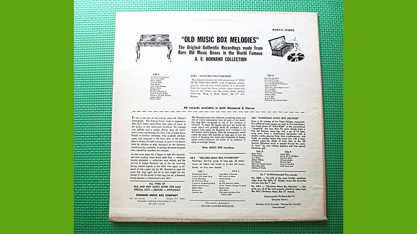 Old MUSIC BOX, WALTZ Melodies, Music Boxes, Antique Music Box, Vintage Music Box, Music Box Record, Music Box Album, Records, 1955 Records