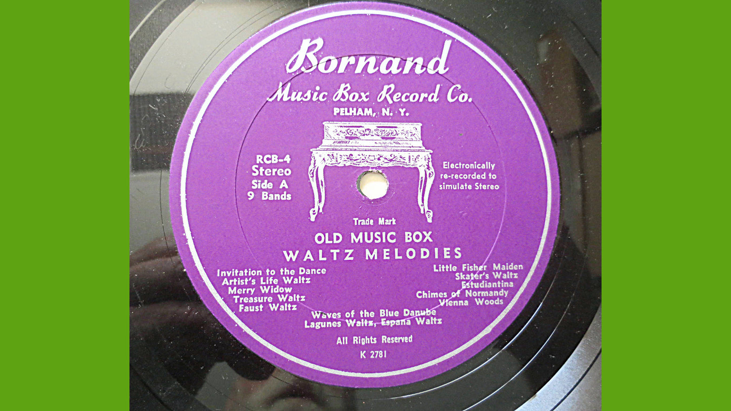 Old MUSIC BOX, WALTZ Melodies, Music Boxes, Antique Music Box, Vintage Music Box, Music Box Record, Music Box Album, Records, 1955 Records