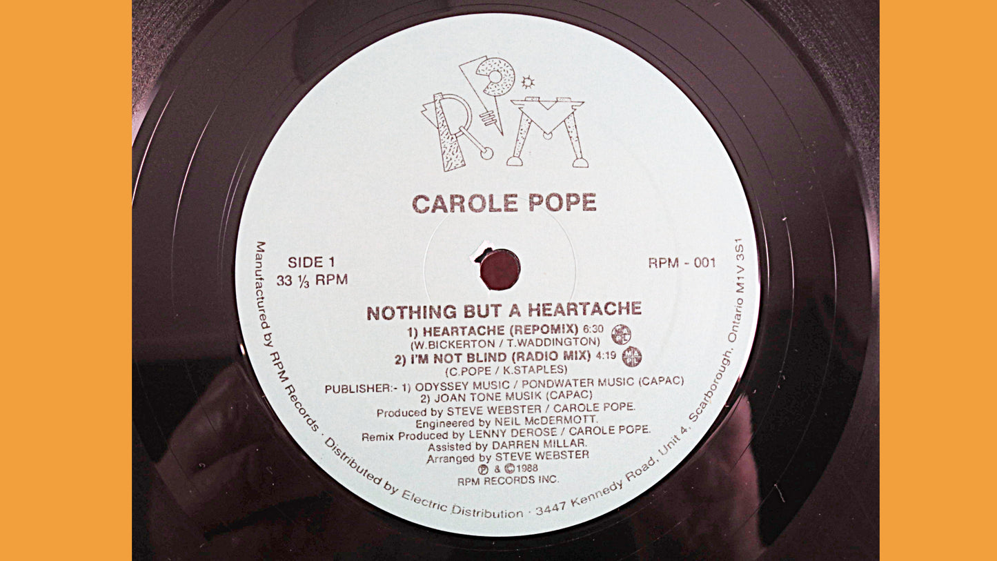 CAROLE POPE, Nothing But A HEARTACHE, Carole Pope Ep, Carole Pope Record, Carole Pope Songs, Carole Pope Music, Vintage Record, 1988 Records