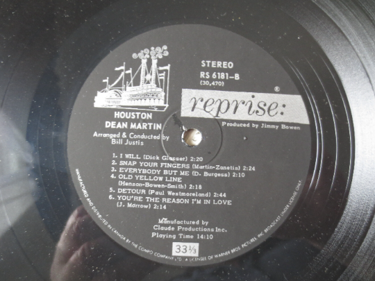 Vintage Records, DEAN MARTIN, HOUSTON, Dean Martin Albums, Dean Martin Records, Dean Martin Houston, Vintage Vinyl, Vinyl, 1965 Records