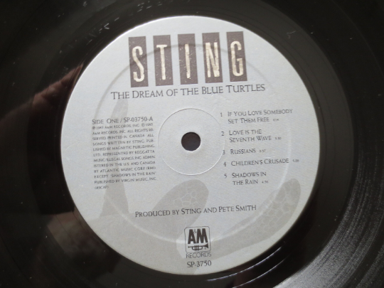 Vintage Records, STING Records, The DREAM of the Blue TURTLES, Sting Albums, Sting Vinyl, Sting Lps, The Police Record, Lps, 1985 Records
