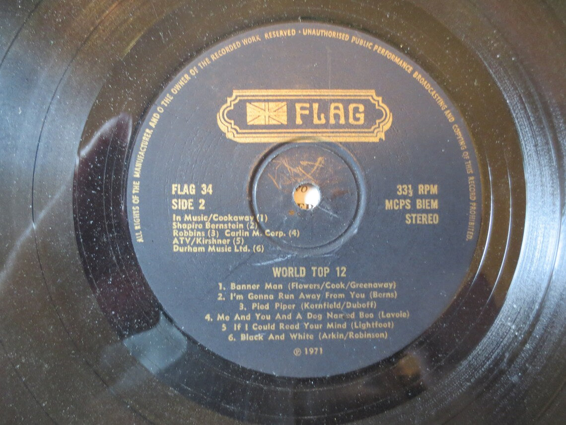 WORLD TOP 12, RARE Records, Vintage Vinyl, Record Vinyl, Flagg Records, Vinyl Record, lps, Vinyl, Rock Record, Vintage Records, 1971 Records