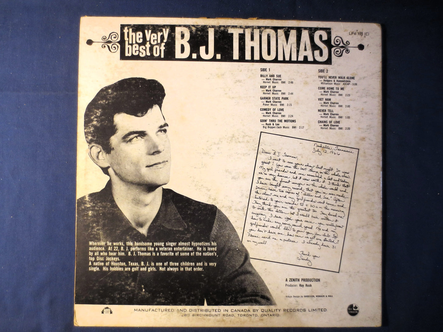 BJ THOMAS, The Very BEST of, Pop Records, Vintage Vinyl, Record Vinyl, Records, Vinyl Records, Vinyl Albums, 1966 Records