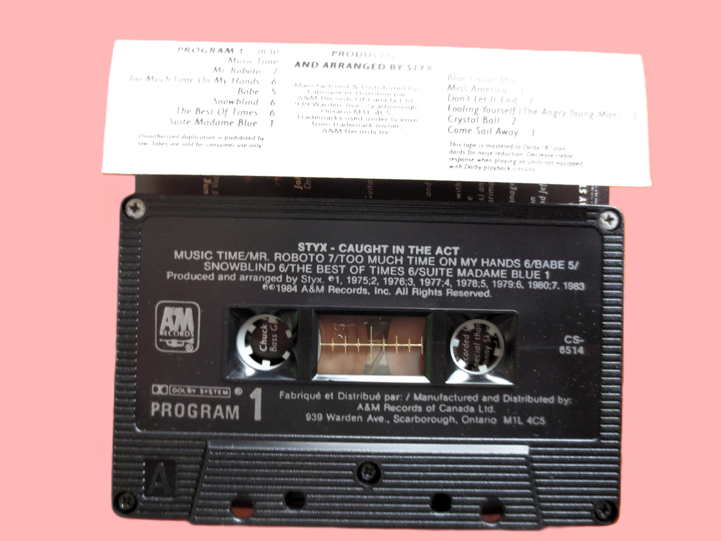 STYX, CAUGHT In The Act LIVE, 1984 Cassette Tape, Vintage Cassette