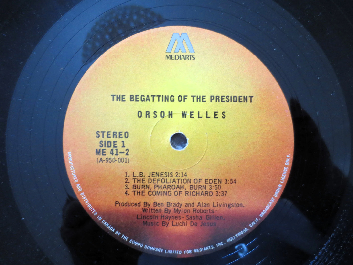 ORSON WELLES, The Begatting of The PRESIDENT, Orson Welles Album, Orson Welles Record, Orson Welles Lp, Vinyl, 1969 Record