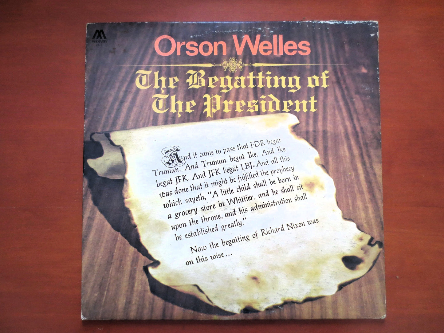 ORSON WELLES, The Begatting of The PRESIDENT, Orson Welles Album, Orson Welles Record, Orson Welles Lp, Vinyl, 1969 Record