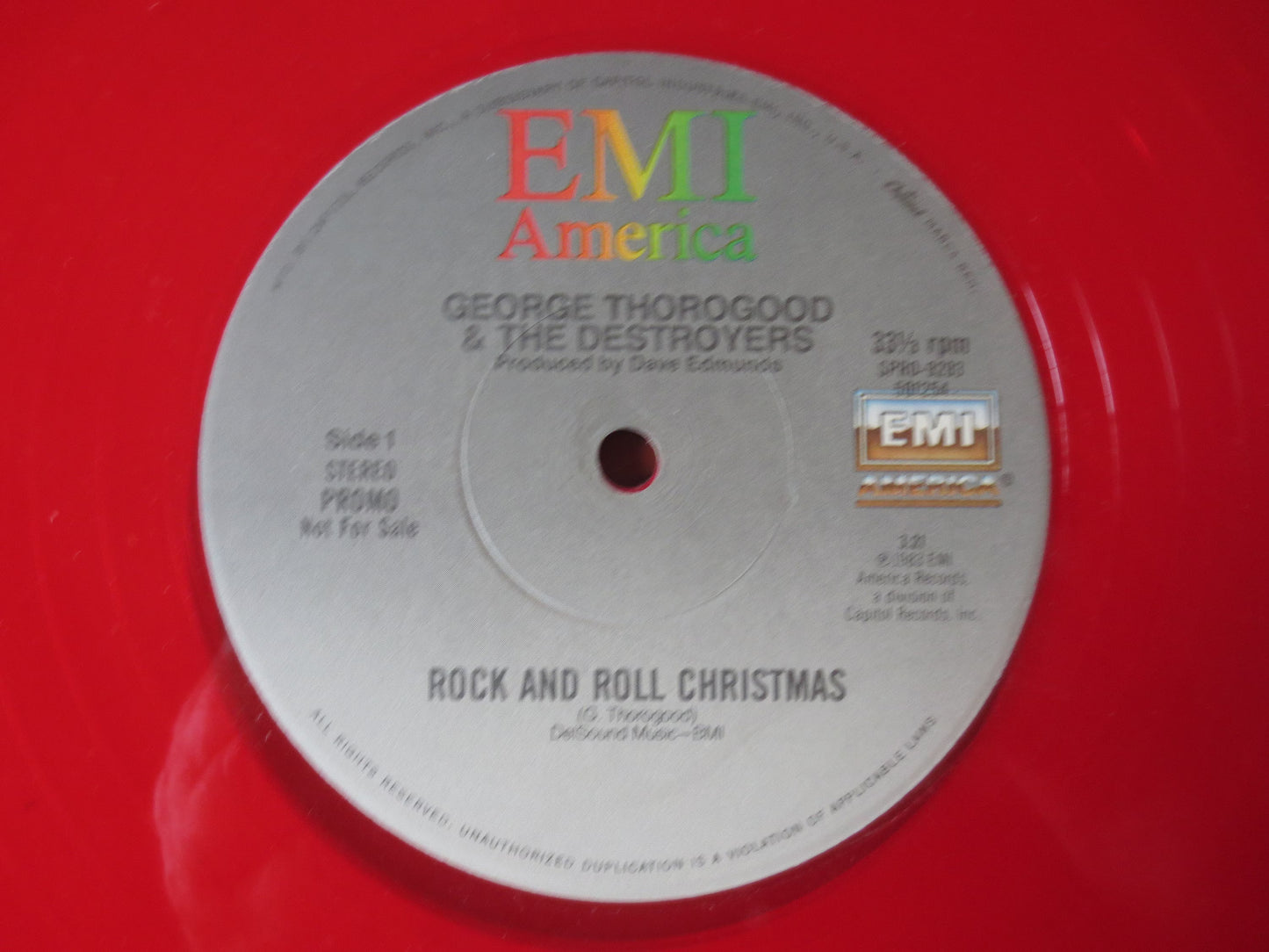 GEORGE THOROGOOD, Rock and Roll Christmas, RED Vinyl, 1983 Promo Copy