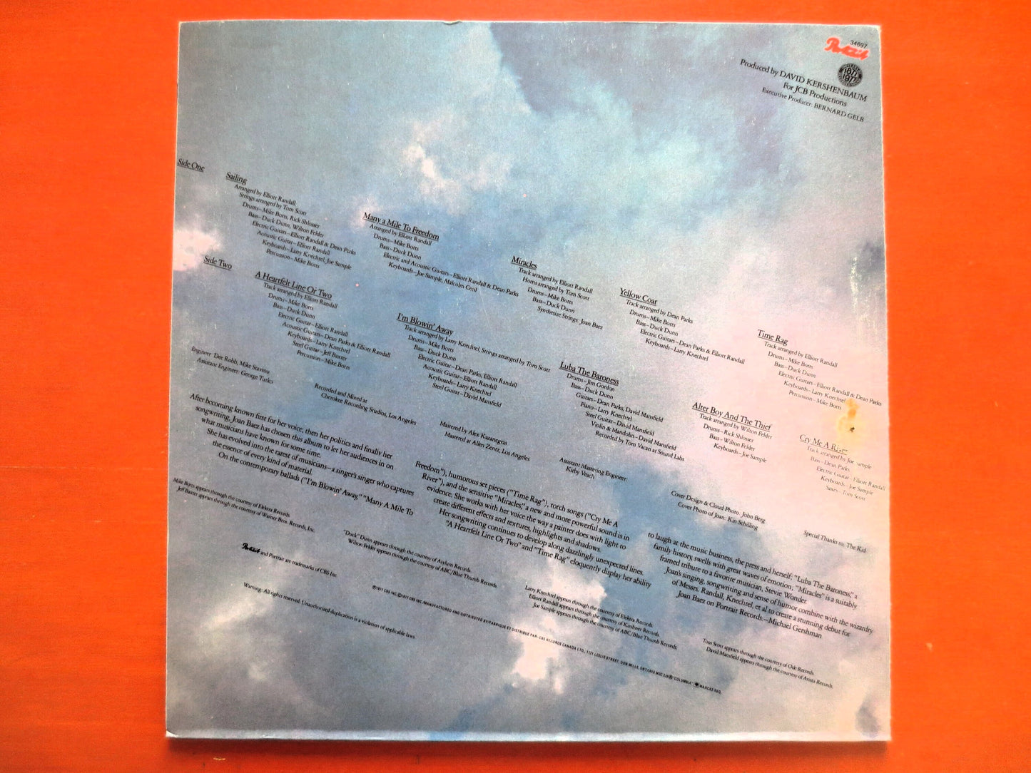 JOAN BAEZ, Blowin' Away, Joan Baez Record, Folk Records, Joan Baez Album, Joan Baez Lp, Folk Vinyl, Vinyl Lps, 1977 Records