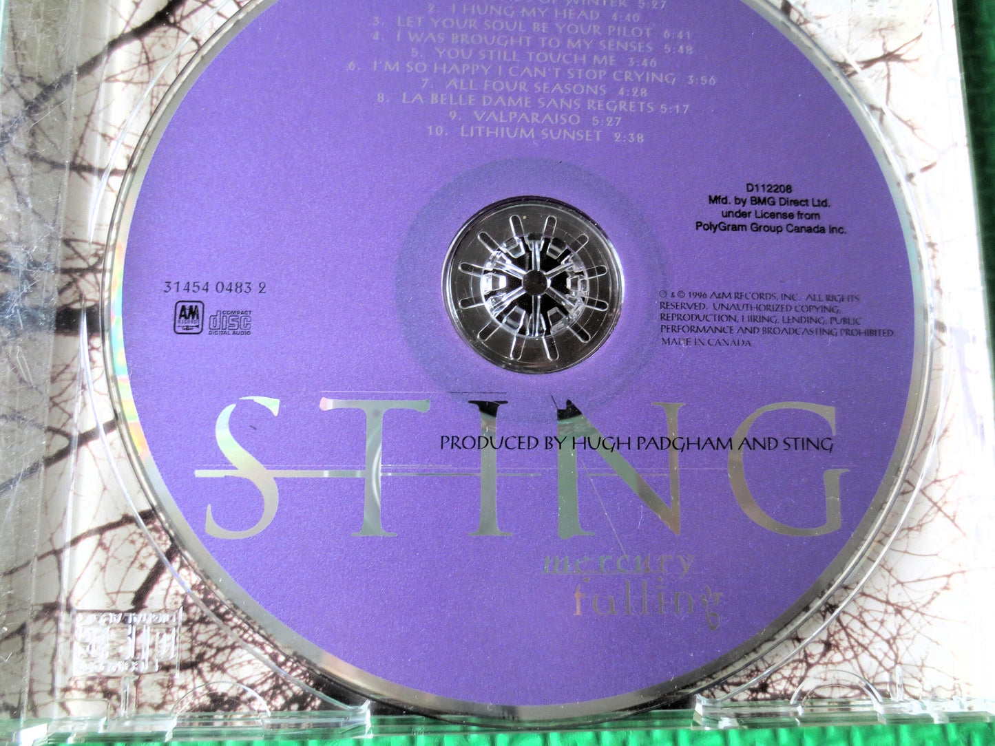STING, Mercury Falling, STING Cds, Vintage Compact Disc, STING Albums, Sting Lps, Music Cd, Rock Music Cd, 1996 Compact Disc