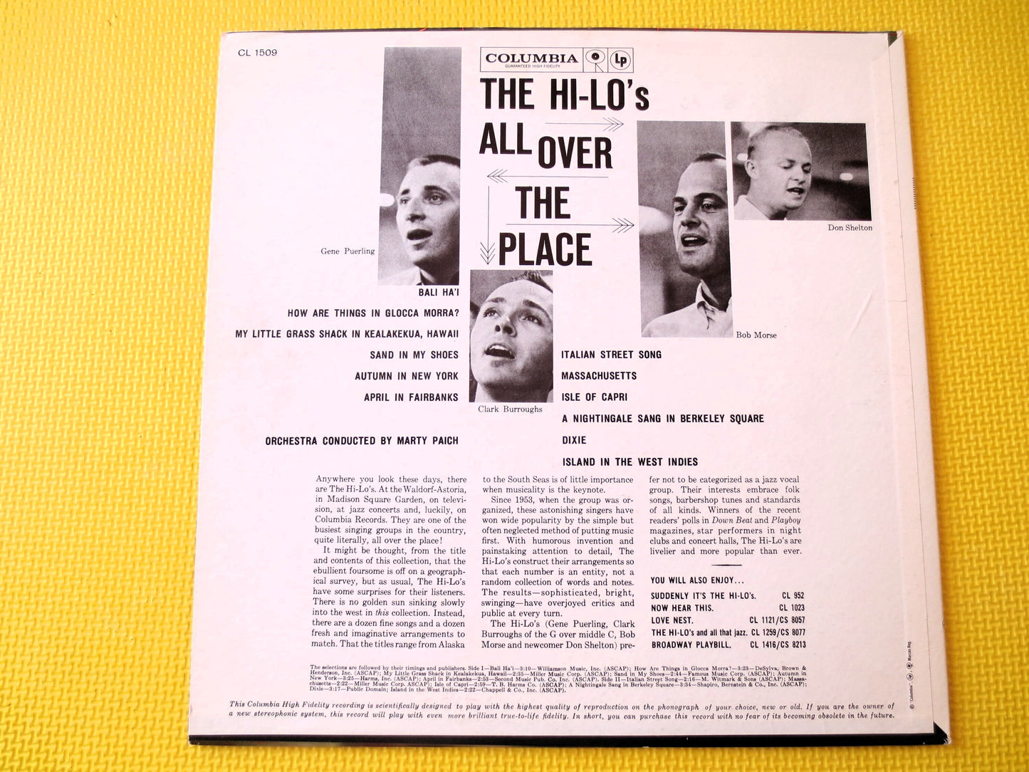 The HI-LO's, All Over The Place, The Hi-Lo's Albums, The Hi-Lo's Record, Vocal Group Records, The Hi-Los Lps, 1960 Records