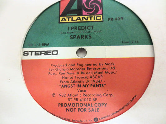 SPARKS, I Predict, Sparks Records, Sparks Albums, Sparks Lps, The Sparks Brothers, Vinyl Lp, 1982 Records
