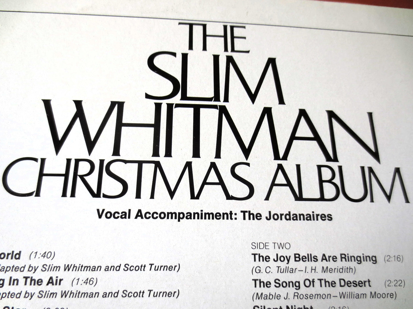 SLIM WHITMAN, Christmas Album, 1980 Record, Vinyl Lp