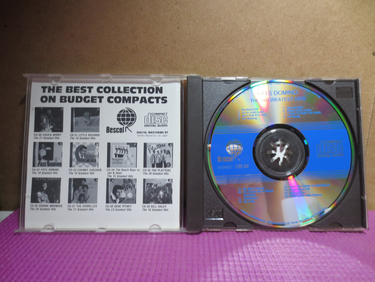 FATS DOMINO, The 16 Greatest Hits, Fats Domino Cd, Fats Domino Lp, Vintage Compact Disc, Piano Rock Cd, Pop Cd, Compact Discs