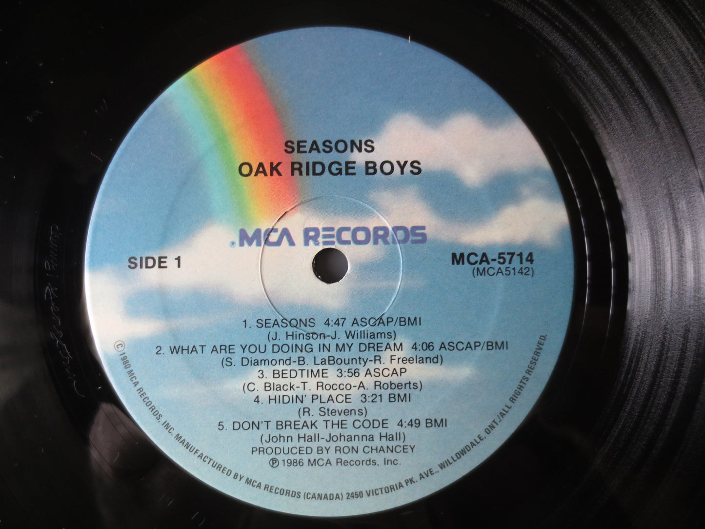 The OAK RIDGE Boys, SEASONS, Country Records, Oak Ridge Boys lps, Record Vinyl, Country Albums, lps, Vinyl, 1986 Records