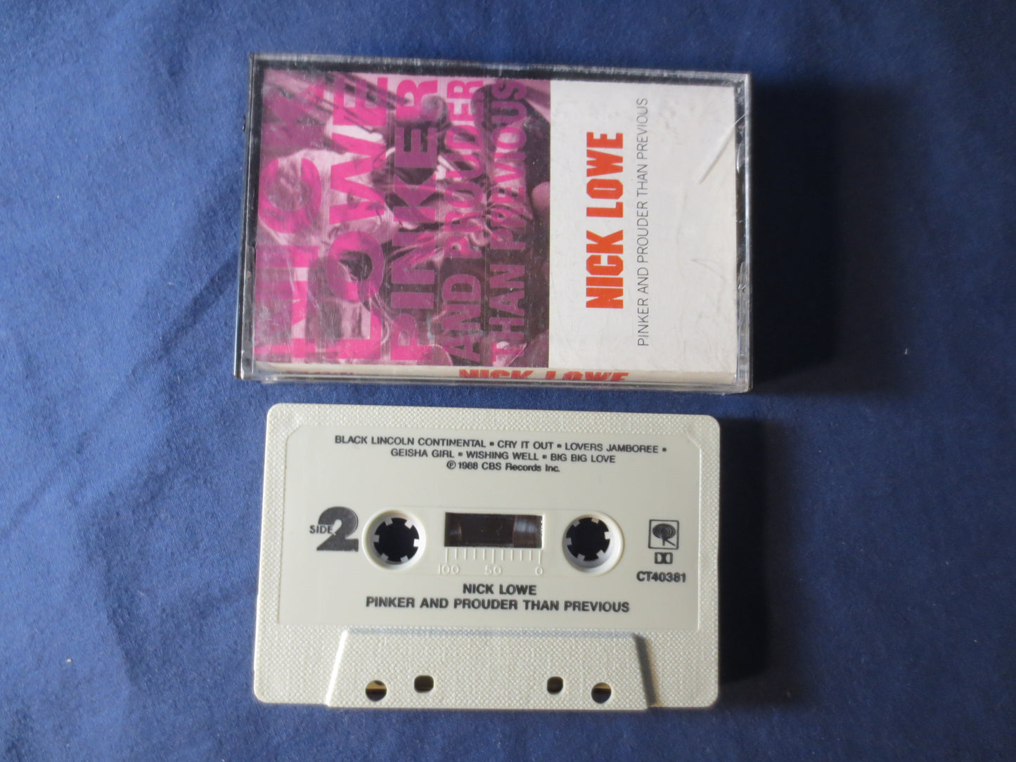NICK LOWE Tape, PINKER and Prouder, Nick Lowe Album, Nick Lowe Music, Tape Cassette, Nick Lowe Cassette, 1988 Cassette