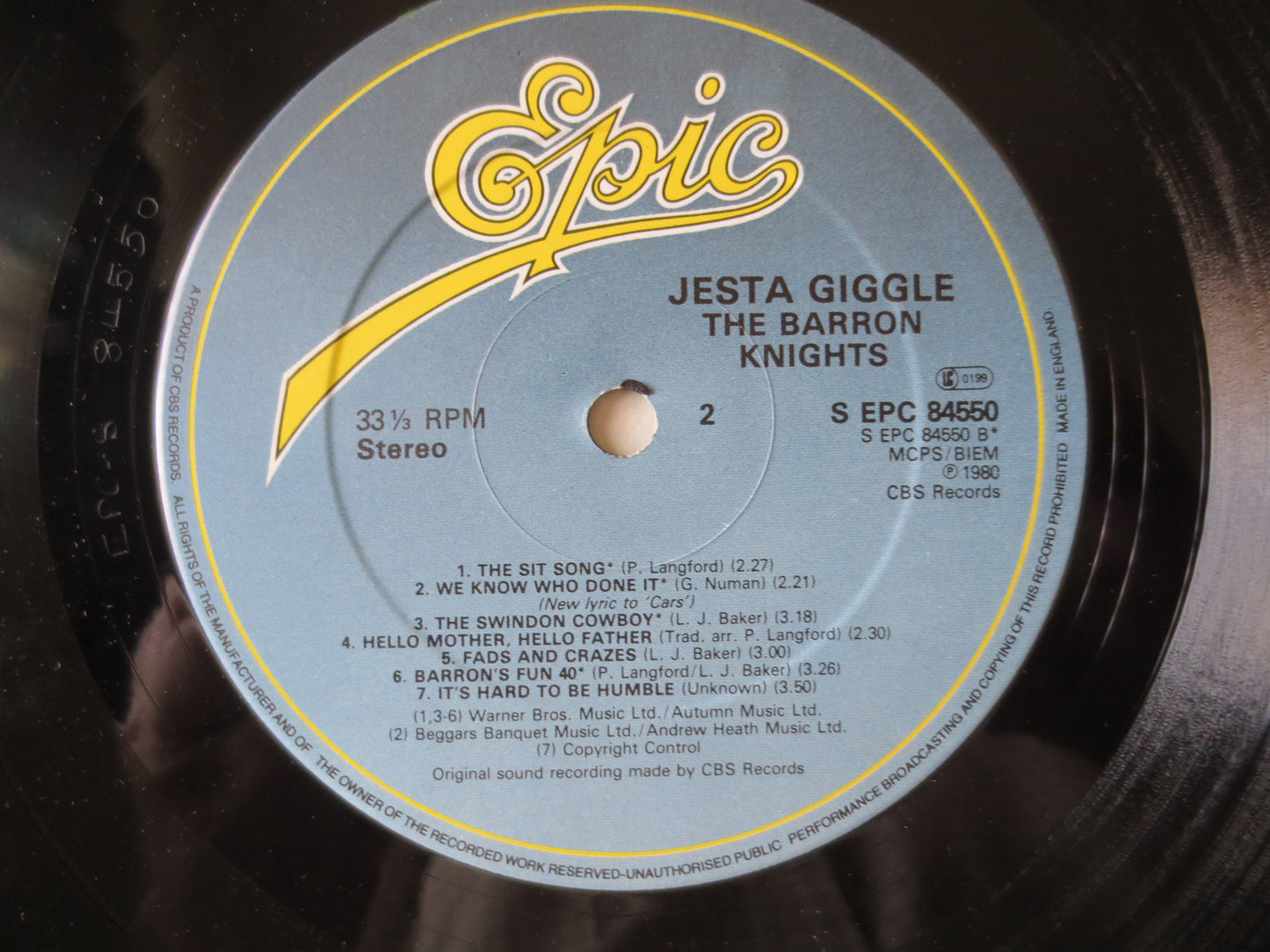 The BARRON KNIGHTS, Jesta GIGGLE, Novelty Albums, Rock Record, Novelty Record, Parady Records, Vinyl lp, lps, 1980 Records