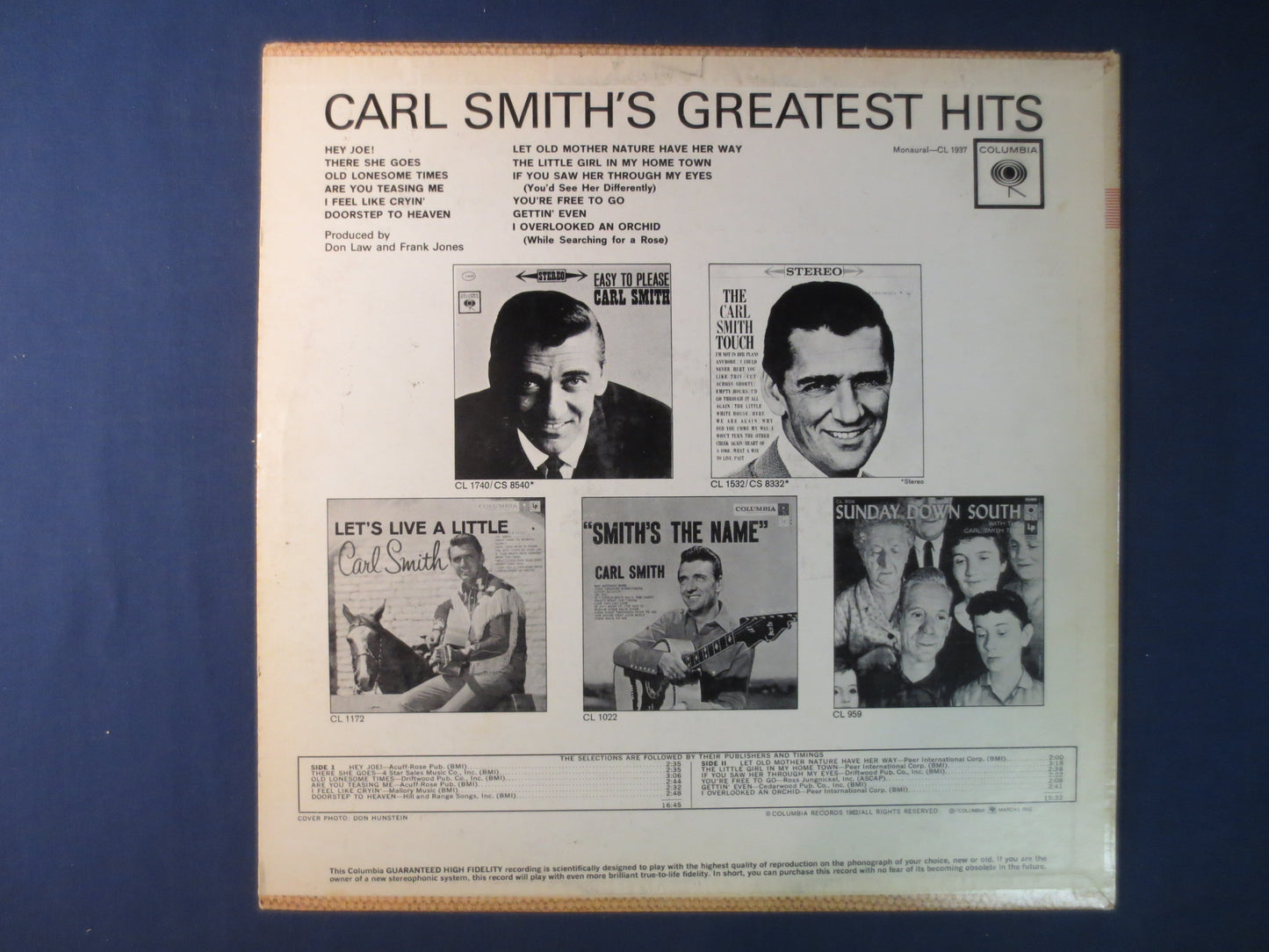 CARL SMITH, GREATEST Hits, Country Records, Vintage Vinyl, Records, Vinyl, Vinyl Records, Vinyl Albums, 1962 Records