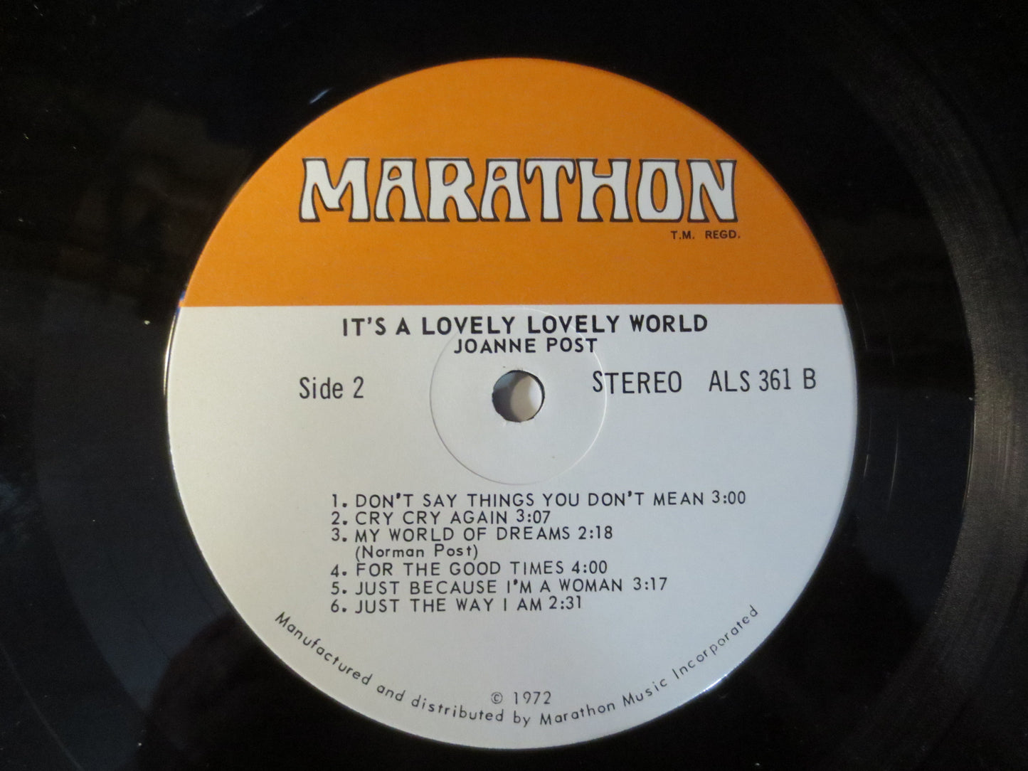 JOANNE POST, It's a LOVELY, Lovely World, Debut Record, Joanne Post Record, Joanne Post Album, Vinyl Record, 1972 Records