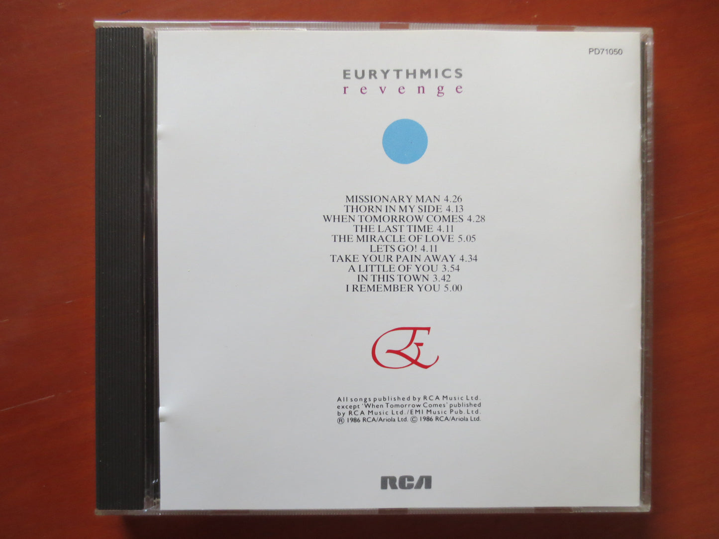 EURYTHMICS, Revenge, EURYTHMICS Cd, EURYTHMICS Lp, Rock Cd, Rock Music Cd, Vintage Compact Disc, Pop Cd, 1986 Compact Discs